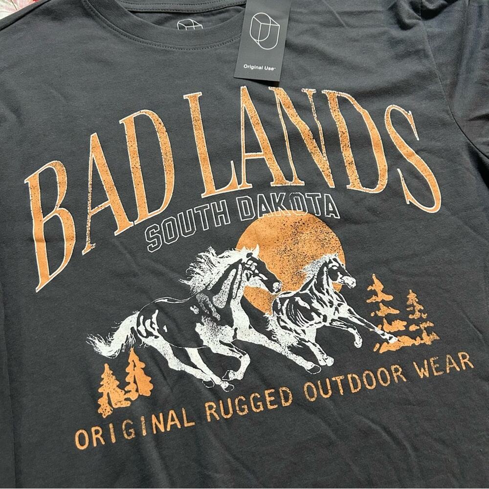 Original Use Long Sleeve Tee Dark Gray Orange Graphic Multiple Sizes